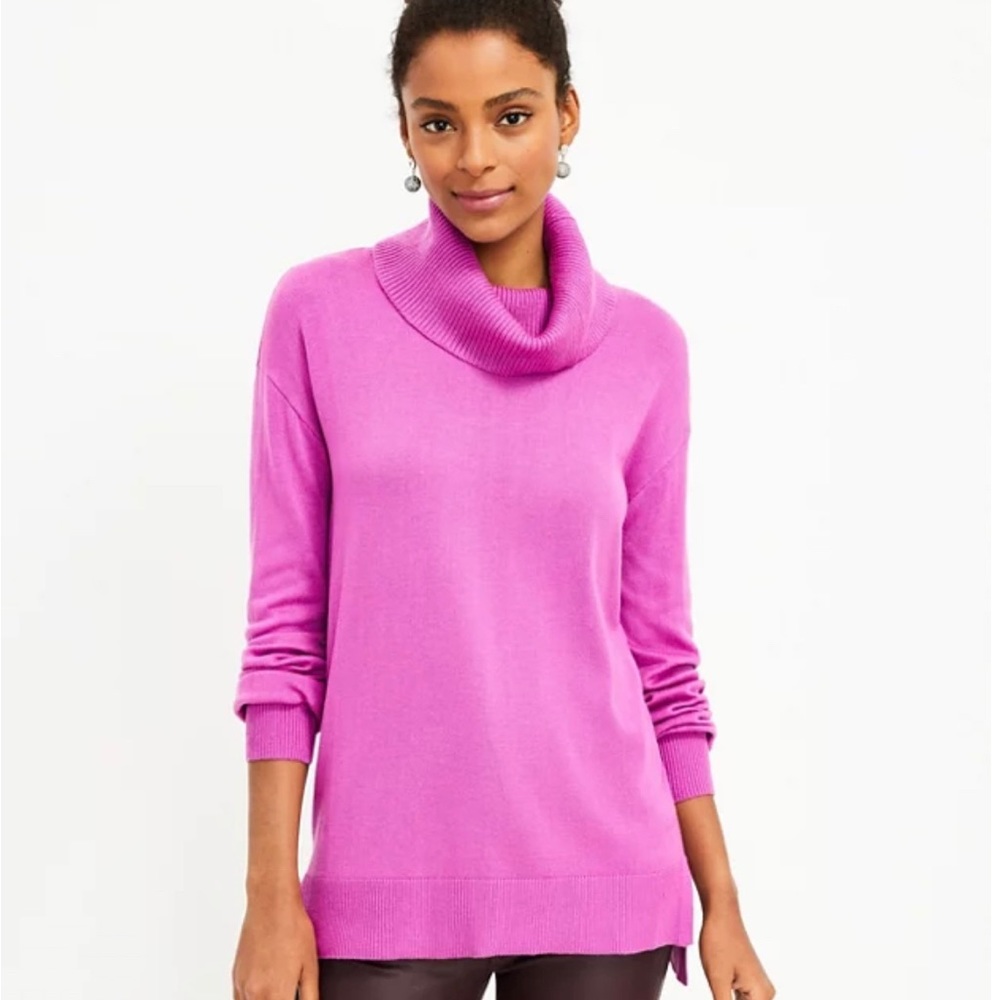 LOFT-Cowl Neck Knit Tunic Sweater